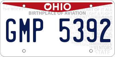 OH license plate GMP5392