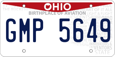 OH license plate GMP5649