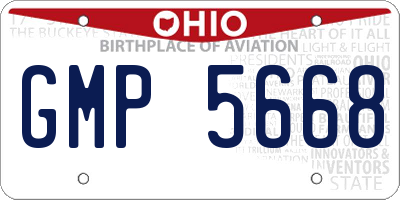 OH license plate GMP5668