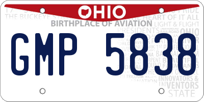 OH license plate GMP5838
