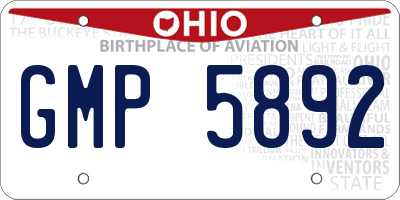 OH license plate GMP5892