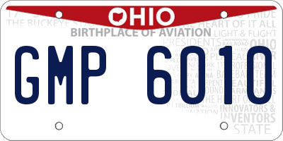 OH license plate GMP6010