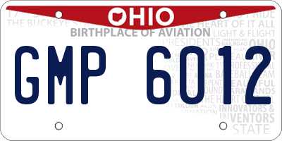 OH license plate GMP6012