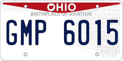 OH license plate GMP6015