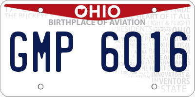 OH license plate GMP6016