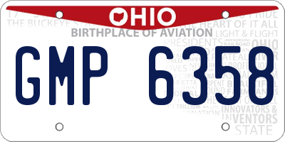 OH license plate GMP6358