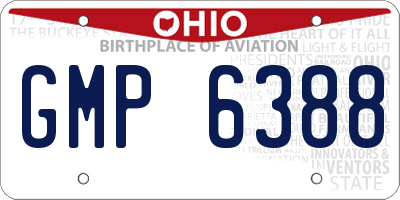 OH license plate GMP6388