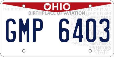 OH license plate GMP6403