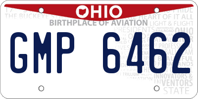 OH license plate GMP6462