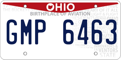 OH license plate GMP6463