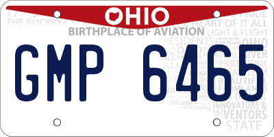 OH license plate GMP6465