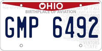 OH license plate GMP6492