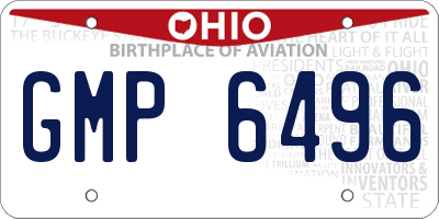 OH license plate GMP6496