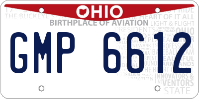 OH license plate GMP6612