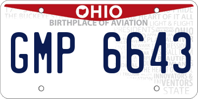 OH license plate GMP6643