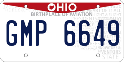 OH license plate GMP6649