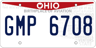 OH license plate GMP6708