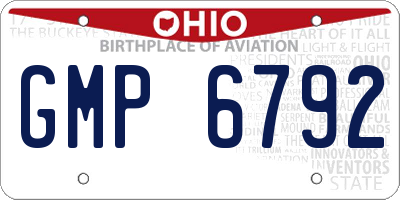 OH license plate GMP6792