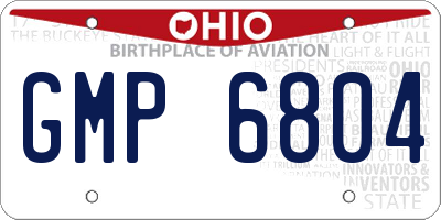 OH license plate GMP6804