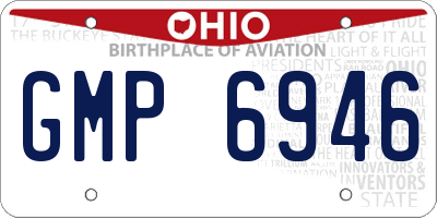 OH license plate GMP6946