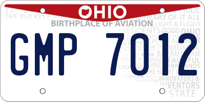 OH license plate GMP7012