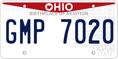OH license plate GMP7020