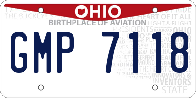 OH license plate GMP7118