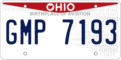OH license plate GMP7193