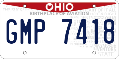 OH license plate GMP7418
