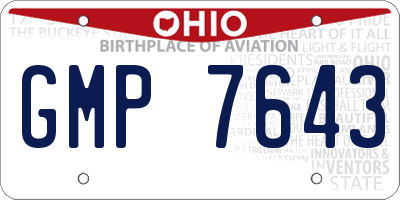 OH license plate GMP7643