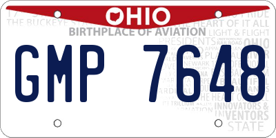 OH license plate GMP7648