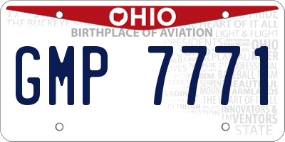 OH license plate GMP7771