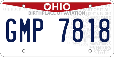 OH license plate GMP7818