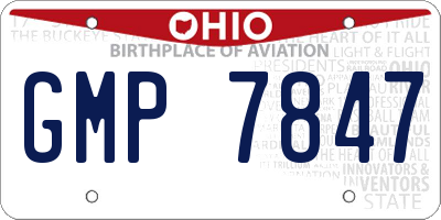 OH license plate GMP7847