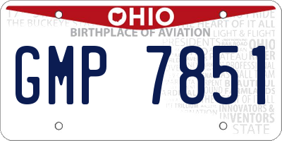 OH license plate GMP7851