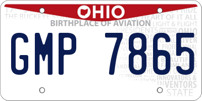 OH license plate GMP7865