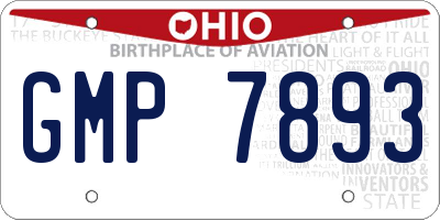 OH license plate GMP7893