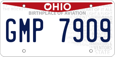 OH license plate GMP7909
