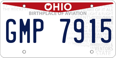 OH license plate GMP7915