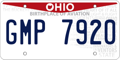 OH license plate GMP7920
