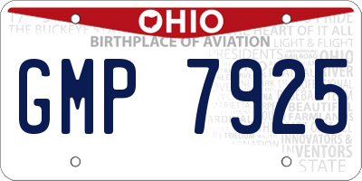 OH license plate GMP7925