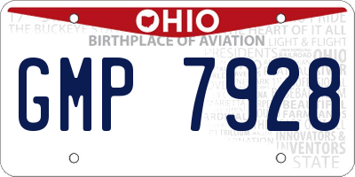 OH license plate GMP7928
