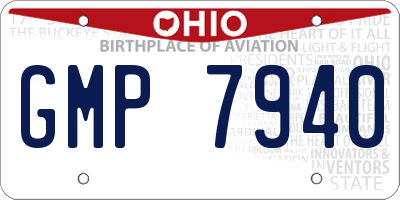 OH license plate GMP7940