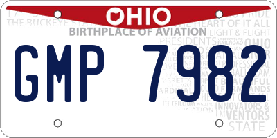 OH license plate GMP7982