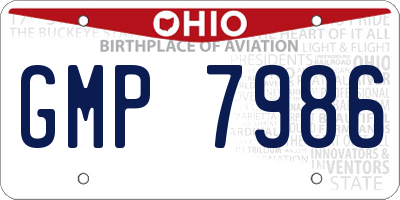 OH license plate GMP7986
