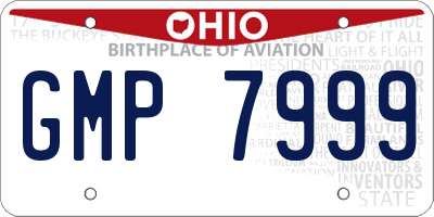 OH license plate GMP7999