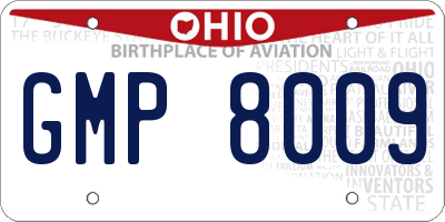 OH license plate GMP8009
