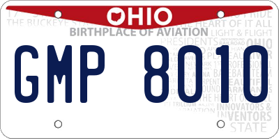OH license plate GMP8010