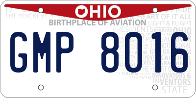 OH license plate GMP8016