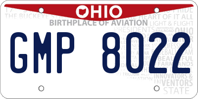 OH license plate GMP8022